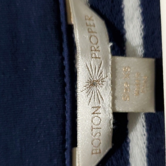 BOSTON PROPER STRIPED ZIP UP CARDIGAN W GOLD CHAIN TRIM NAUTICAL COASTAL SIZE XS - Picture 6 of 9